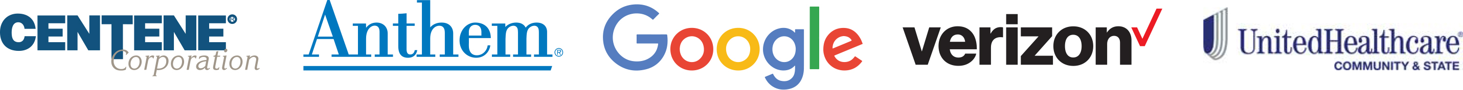 Top Sponsor Logos: Centene Corporation, Anthem, Google, Verizon, and United Healthcare - Community and State