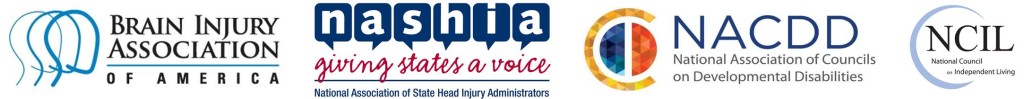 Logos - Brain Injury Association of America - National Association of State Head Injury Administrators - National Association of Councils on Developmental Disabilities - National Council on Independent Living