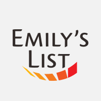 Black lettering with the words "EMILY'S List" underlined by an orange and yellow stripe